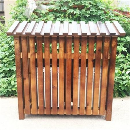 公园小区防腐木双分类垃圾桶 碳化木果皮箱定制