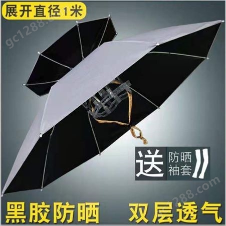 伞帽头戴伞防晒伞成人户外雨伞帽头戴式钓鱼伞采茶伞折叠头顶伞