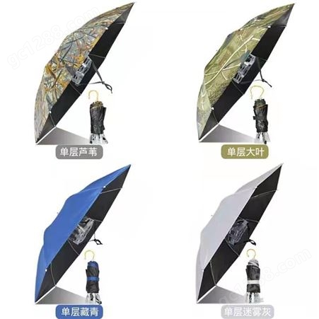 伞帽头戴伞防晒伞成人户外雨伞帽头戴式钓鱼伞采茶伞折叠头顶伞