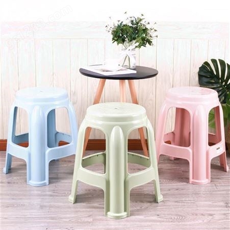 塑料凳子成人加厚家用餐桌防滑高凳时尚客厅塑胶圆凳塑料板凳批发
