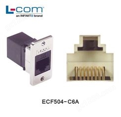 L-COM ECF504-C6A 6a类RJ45非屏蔽式面板安装耦合器（8x8）