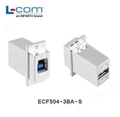 L-COM ECF504-3BA-S USB3.0转接头 A型/B型母头 ABS外壳 银色