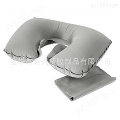 超软充气枕头PVC植绒 护颈户外旅行充气枕 办公室午睡U型枕